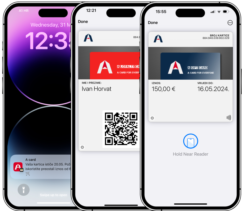 Wallet Pass: digitalne kartice na mobitelu Digitalne kartice u mobilnom novčaniku na tri zaslona